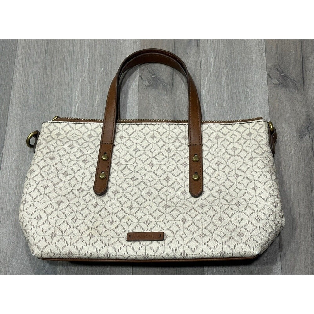Fossil Sydney Bone Women's Small Beige Brown Tote Purse (NO CROSSBODY STRAP)